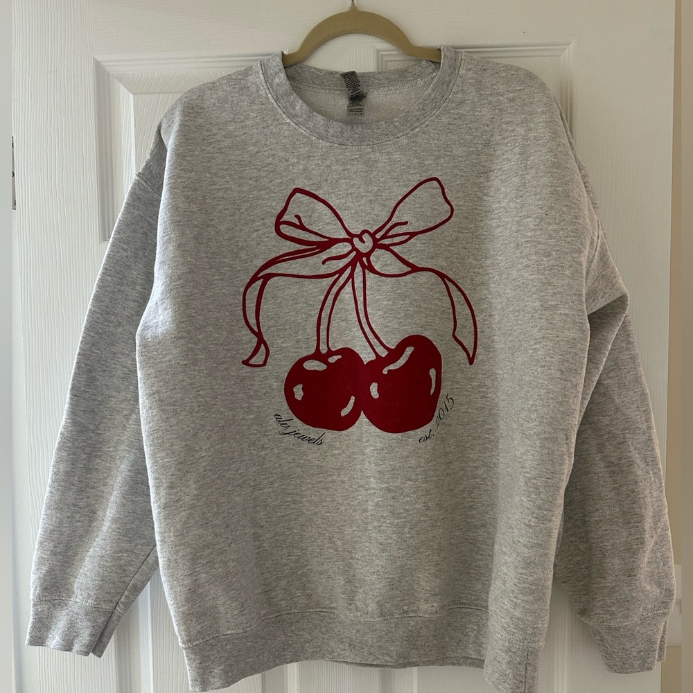 Gray Cherries with Bow Sweater